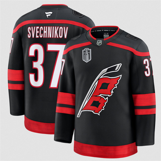 Men's Carolina Hurricanes #37 Andrei Svechnikov Black 2026 Stanley Cup Final Stitched Hockey Jersey Men's Carolina Hurricanes #37 Andrei Svechnikov Black 2026 Stanley Cup Final Stitched Hockey Jersey